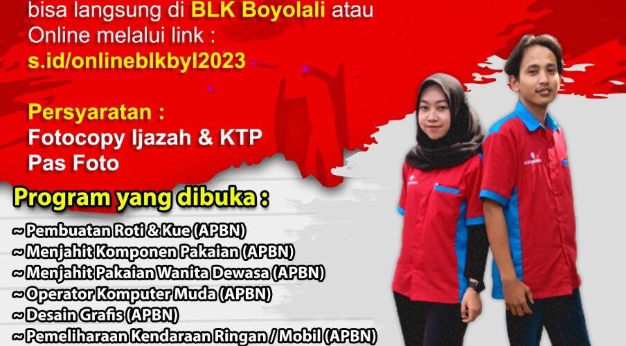 Di Buka Pendaftaran Pelatihan Kerja BLK Boyolali