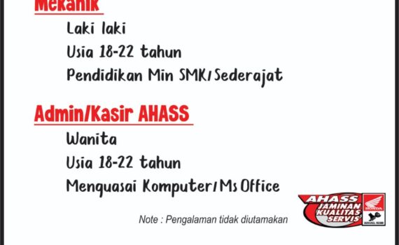 Lowongan Pekerjaan AHASS Mitra Buana Group