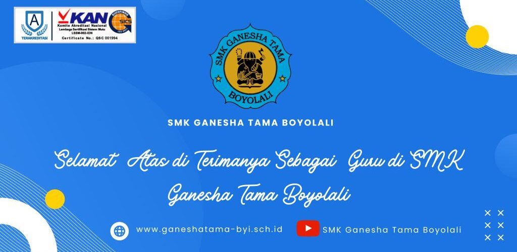Pengumuman hasil seleksi guru SMK Ganesha Tama Boyolali yang lolos dan diterima