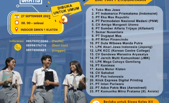 Ayoo Hadiri Job Fair di SMK N 1 Klaten “27 September 2023”