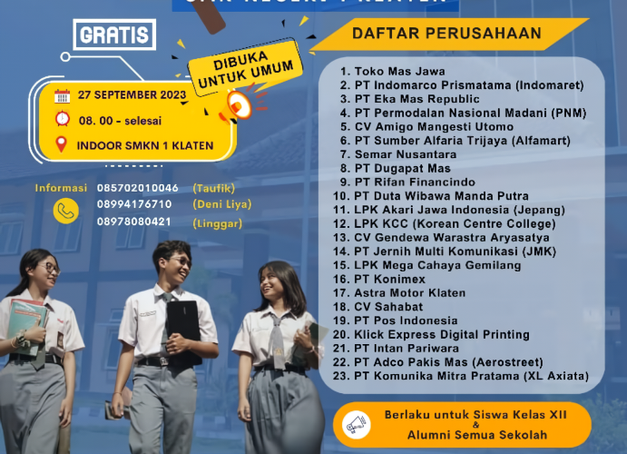 Ayoo Hadiri Job Fair di SMK N 1 Klaten “27 September 2023”